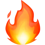 Emoji of a bright, orange flame burning intensely, symbolizing fire or heat.