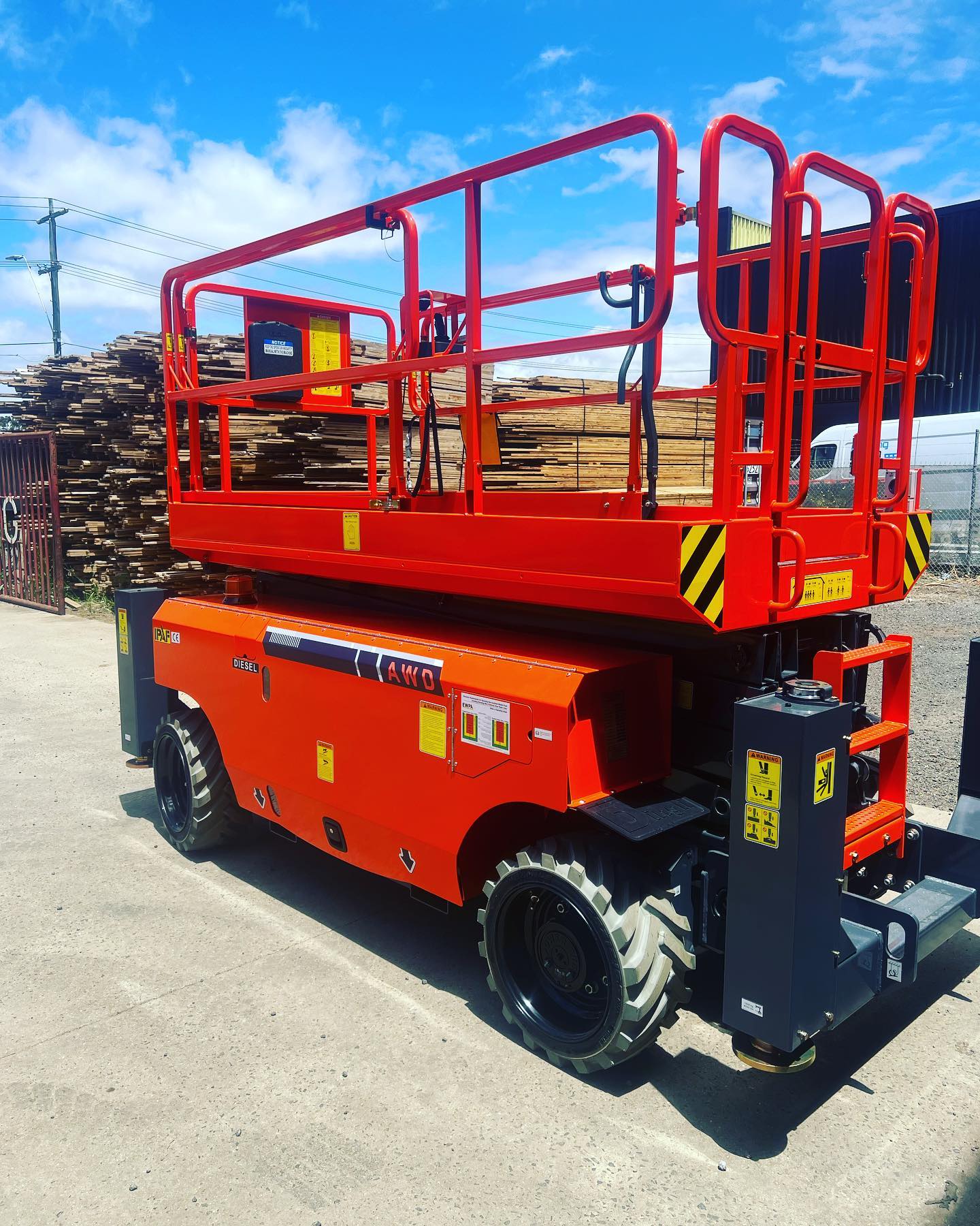 Geelong Access Hire scissor lift in the North Geelong yard.